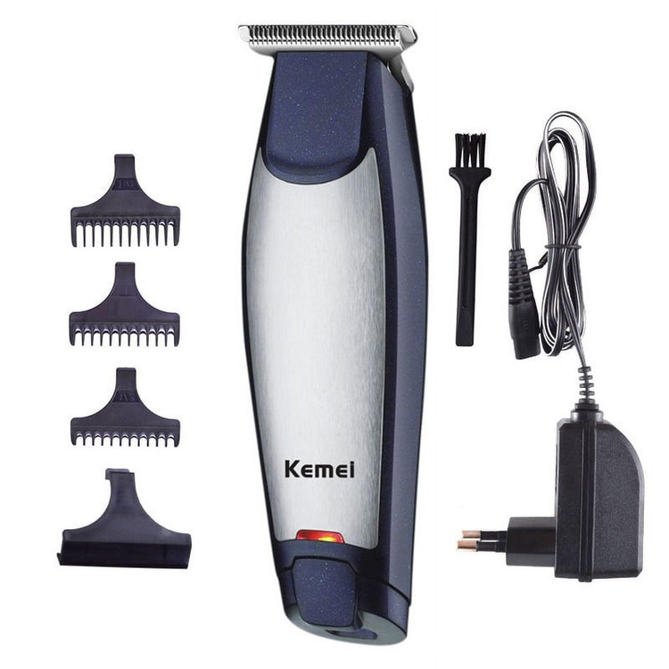ماشین اصلاح موی سر و صورت و بدن کیمی مدل KM - 5021 با تیغه استیل ضد زنگ، برش مستقیم، اندازه اصلاح 0 تا 12 میلیمتر، منبع انرژی باتری، همراه با برس تمیزکننده، روغن، شانه و آداپتور
