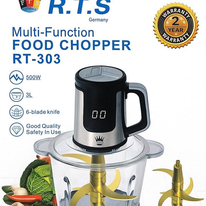 خردکن چندکاره آر تی اس مدل RT-303 ظرفیت ۳ لیتر مشخصات