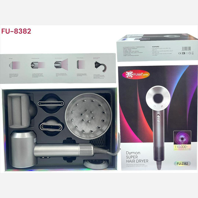سشوار حرفه ای طرح دایسون فوما 110000 دور مدل FU 2382 – Fuma Dymon Super Hair Dryer FU 2382
