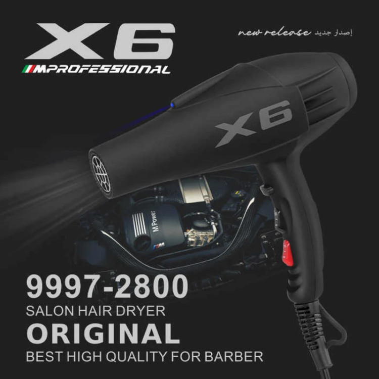 سشوار حرفه ای سالنی مدل X6 قدرت 2800w