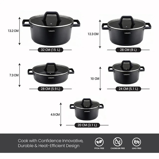 قابلمه وگاتی مدل CW-TCS10 ست 10 پارچه Florence Vogati Florence CW-TCS10 10-Piece Die Cast Granite Cookware Set