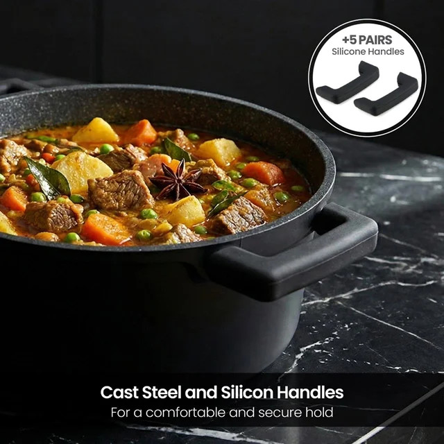 قابلمه وگاتی مدل CW-TCS10 ست 10 پارچه Florence Vogati Florence CW-TCS10 10-Piece Die Cast Granite Cookware Set