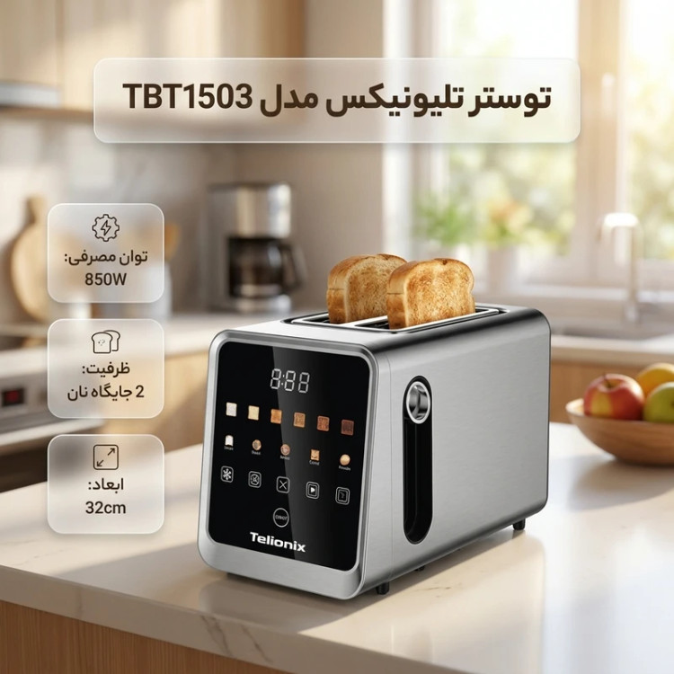 توستر نان دیجیتال تلیونیکس مدل TBT1503 Telionix Digital Bread Toaster Model TBT1503