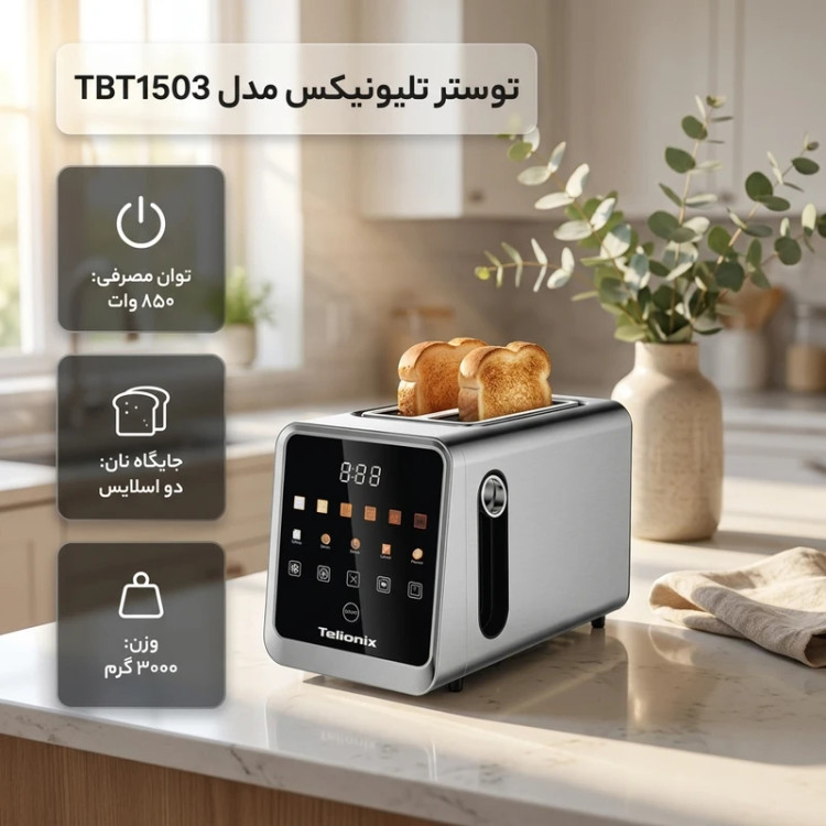 توستر نان دیجیتال تلیونیکس مدل TBT1503 Telionix Digital Bread Toaster Model TBT1503