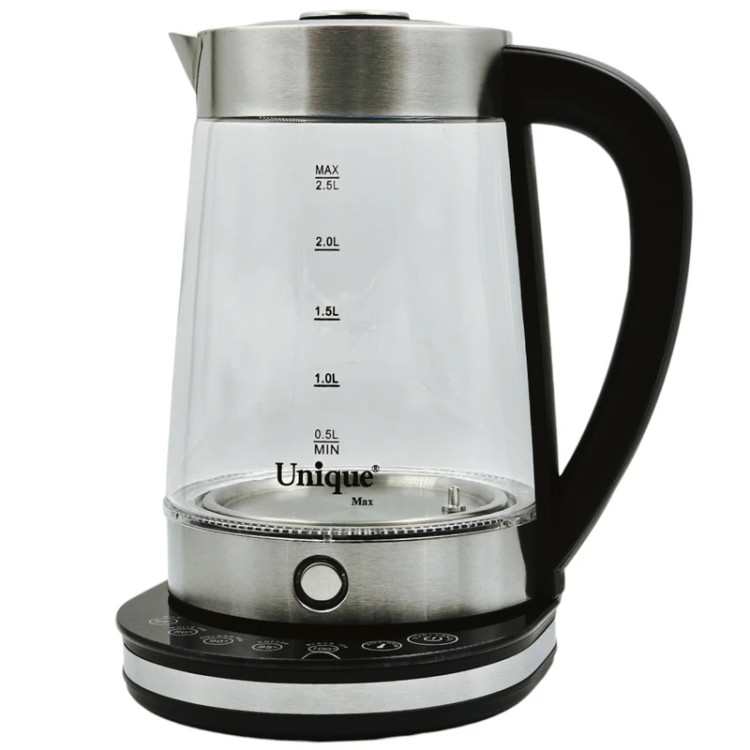 چای ساز یونیک مدل UM255 ظرفیت ۲.۵ لیتر با کتری پیرکس و پنل لمسی