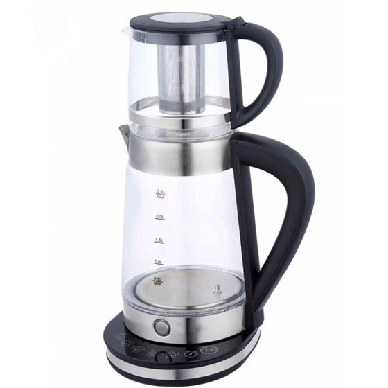 چای ساز یونیک مدل UM255 ظرفیت ۲.۵ لیتر با کتری پیرکس و پنل لمسی