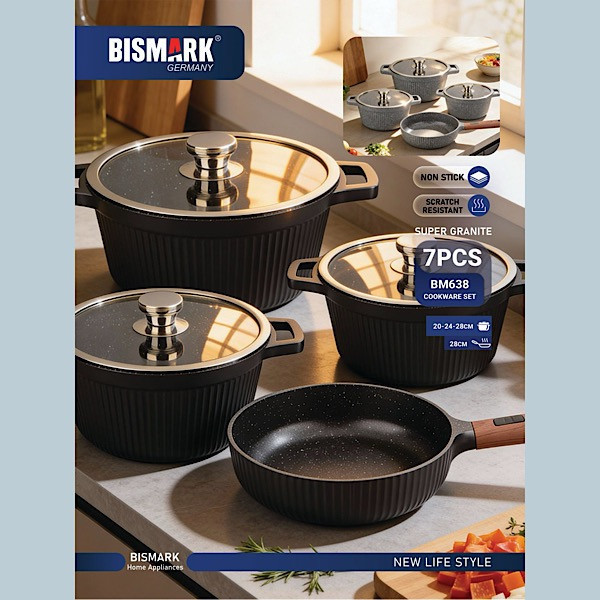 سرویس قابلمه و تابه گرانیتی 7 پارچه بیسمارک مدل BM638